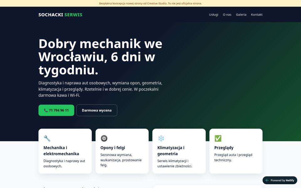 Koncepcja strony Sochacki Serwis